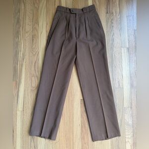 Vintage Condor Brown Pleated Trousers Size 3 High Rise Straight Leg Pants